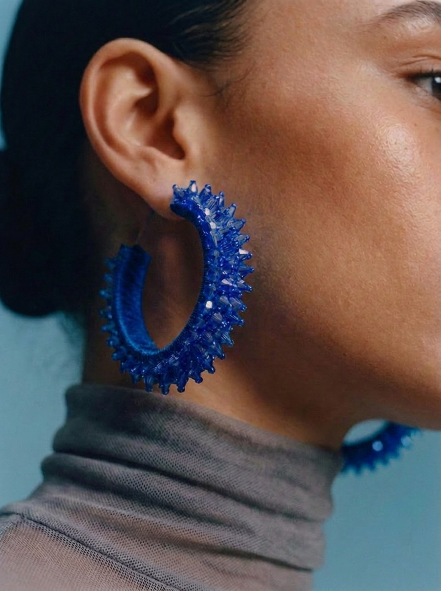 Pulse Beaded Hoops (Blue)