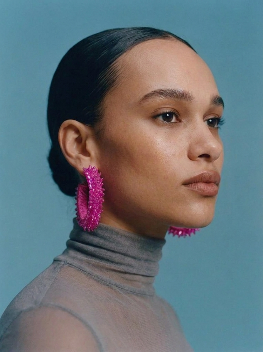 Pulse Beaded Hoops (Pink)