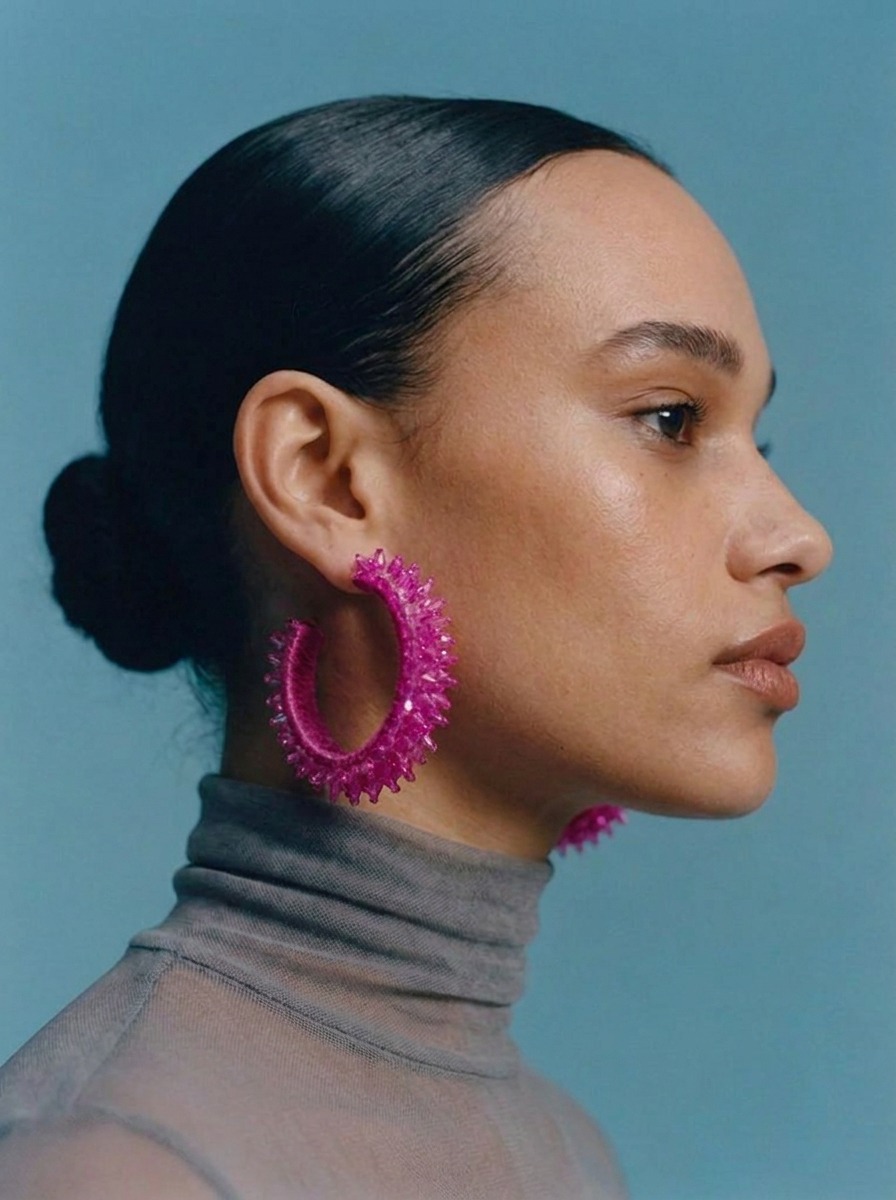 Pulse Beaded Hoops (Pink)