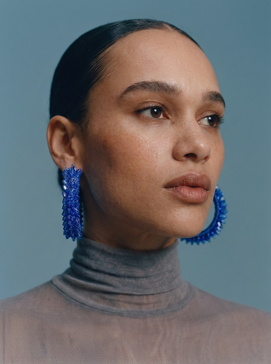 Pulse Beaded Hoops (Blue)