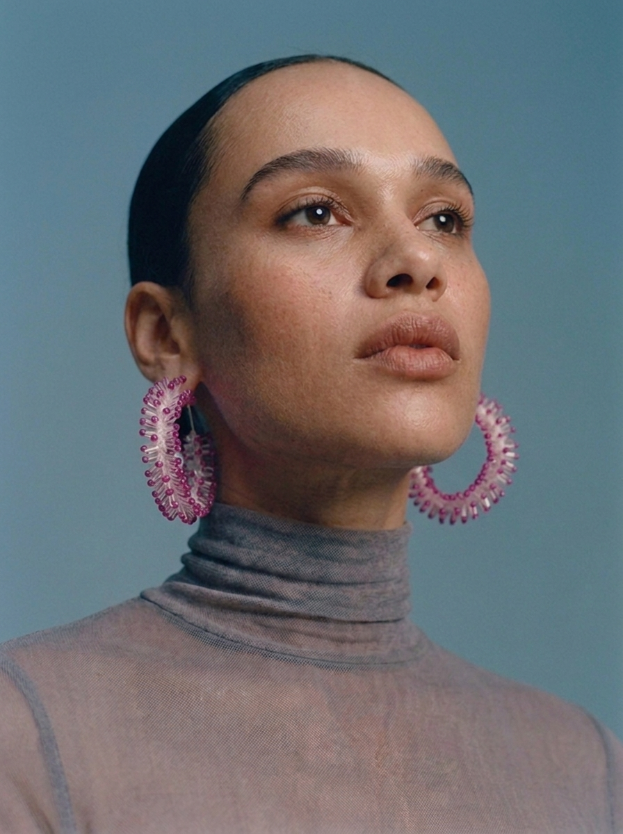 Surge Beaded Hoops (Pink)
